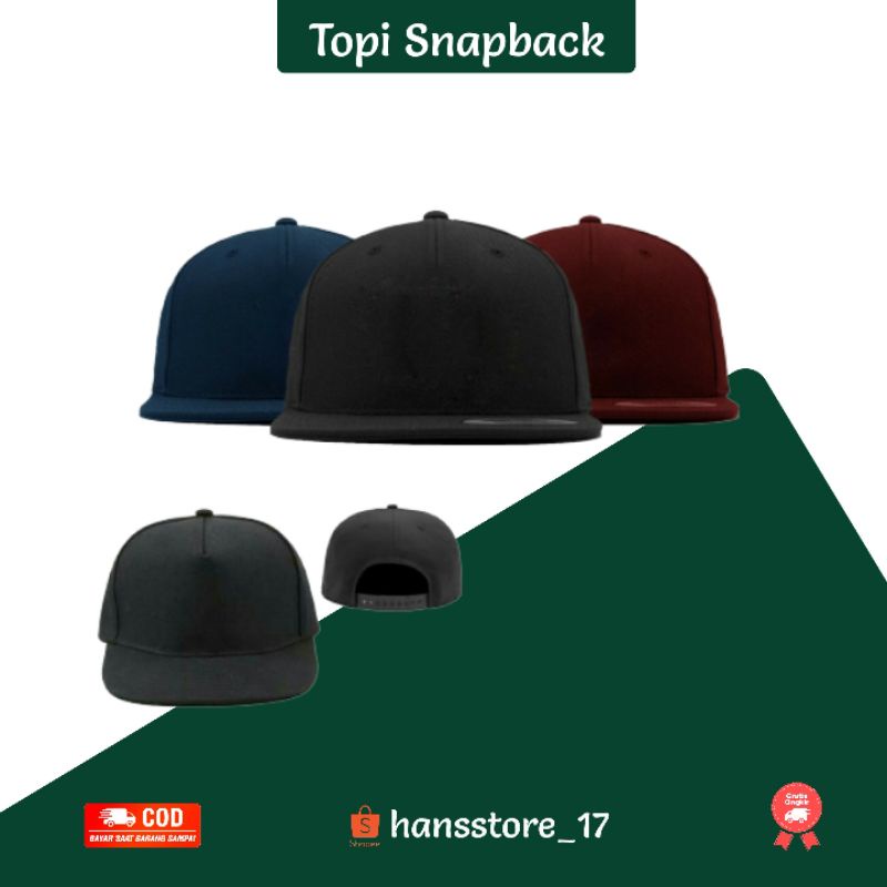 TOPI Snapback polos//Topi Snapback hitam Rafel daimaru