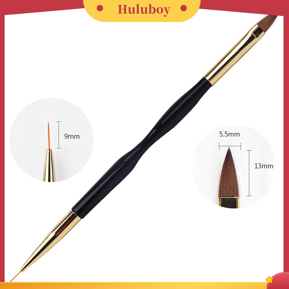 Huluboy Huluboy♡ 3pcs Pen Brush Nail Art Akrilik Bulat Datar Untuk Menggambar Garis Manicure