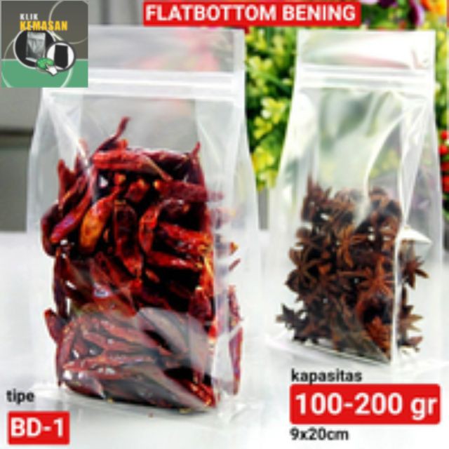 Flatbottom Lightpack 250gr 9.5 FB LP transparan Bening Kpack kemasan kopi snack Plastik Klip
