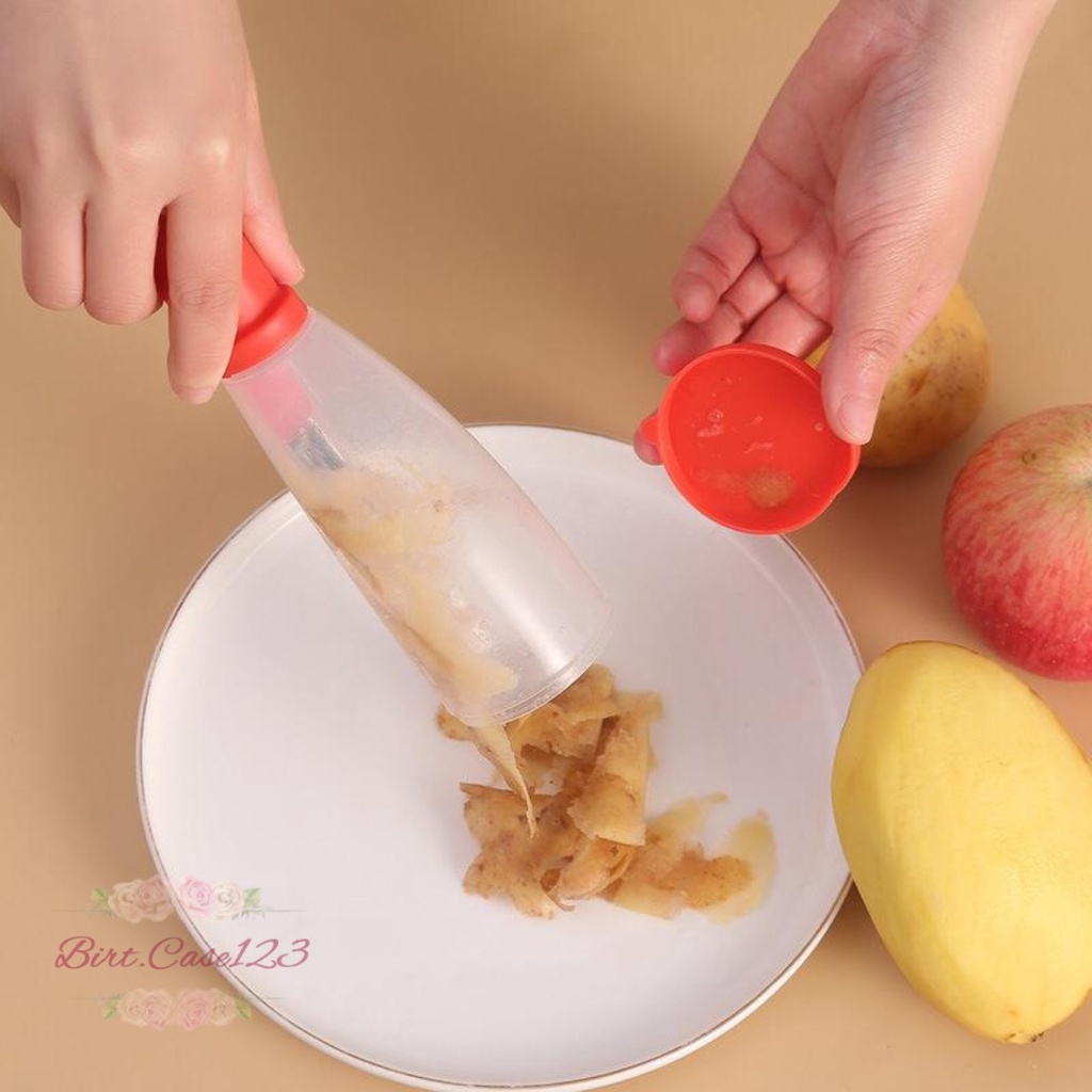 RT74 PARUTAN PEELER ALAT PENGUPAS KUPAS KULIT BUAH SAYUR KENTANG WORTEL DENGAN TABUNG PENYIMPANAN KULIT KUPASAN ANTI BERANTAKAN BC6211