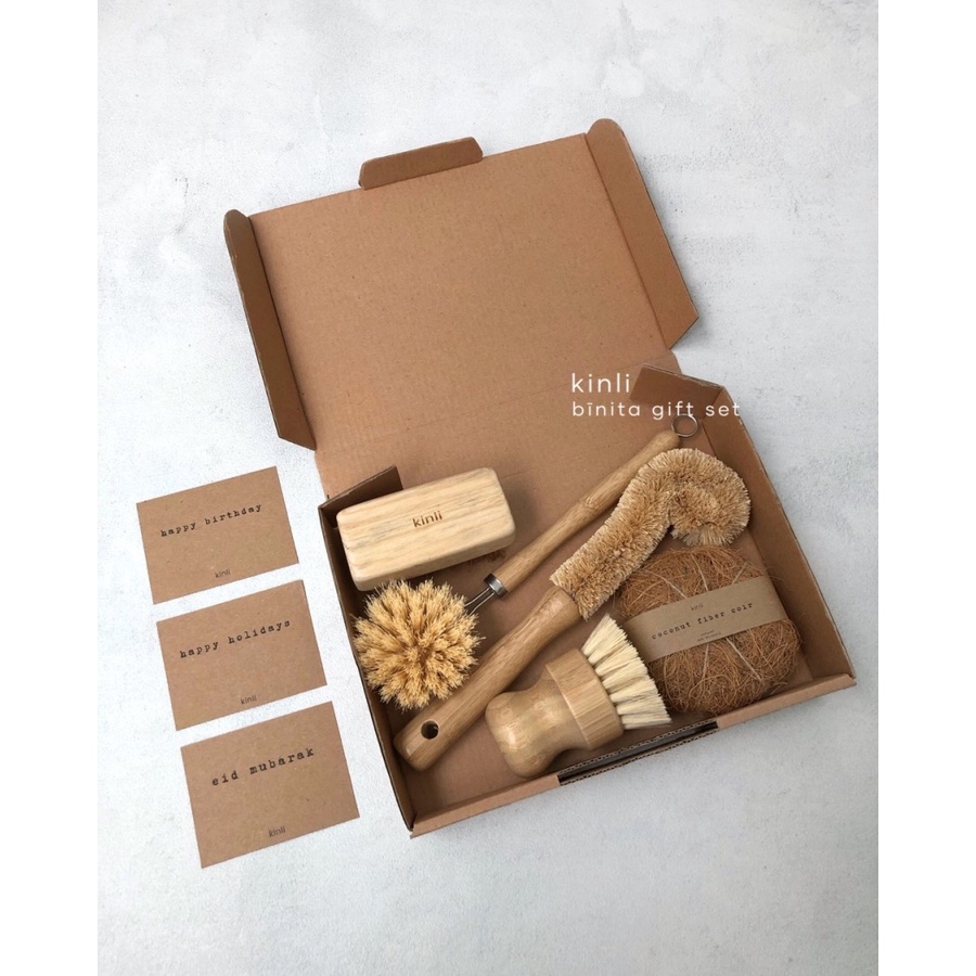 binita gift set eco friendly dish house cleaning brush set hampers sikat kayu ramah lingkungan