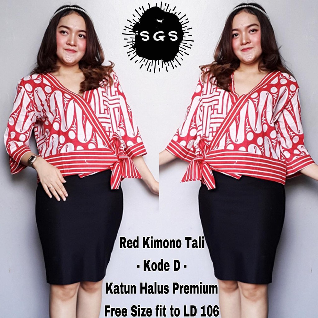 NEW ATASAN  BLOUSE BATIK  WANITA  KANTORAN MODEL TALI 