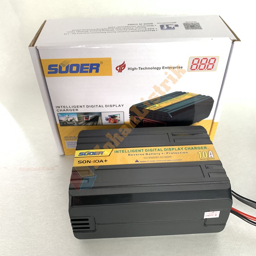 SUOER Cas Aki Digital Display Charger Aki Otomatis DC 12V 10A Auto Cut Off - 10A