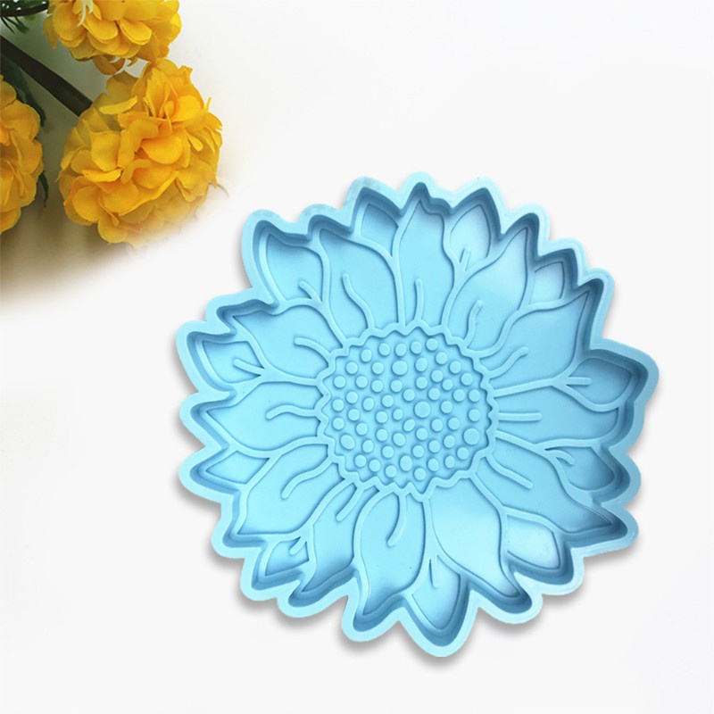 Glitter Handcraft Decoration Sunflower Coaster Epoxy Resin Mold Cup Mat Silicone Mould