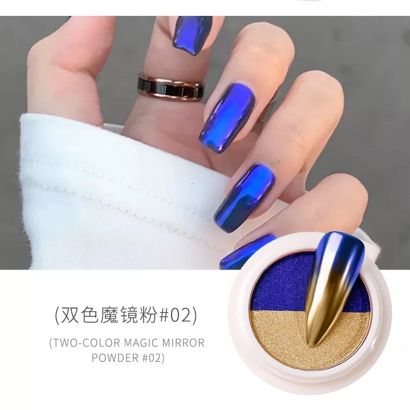 NAIL POWDER CHROME MIX 2 COLORS / bubuk chrome 2 warna compact chrome powder nail art hologram chrom