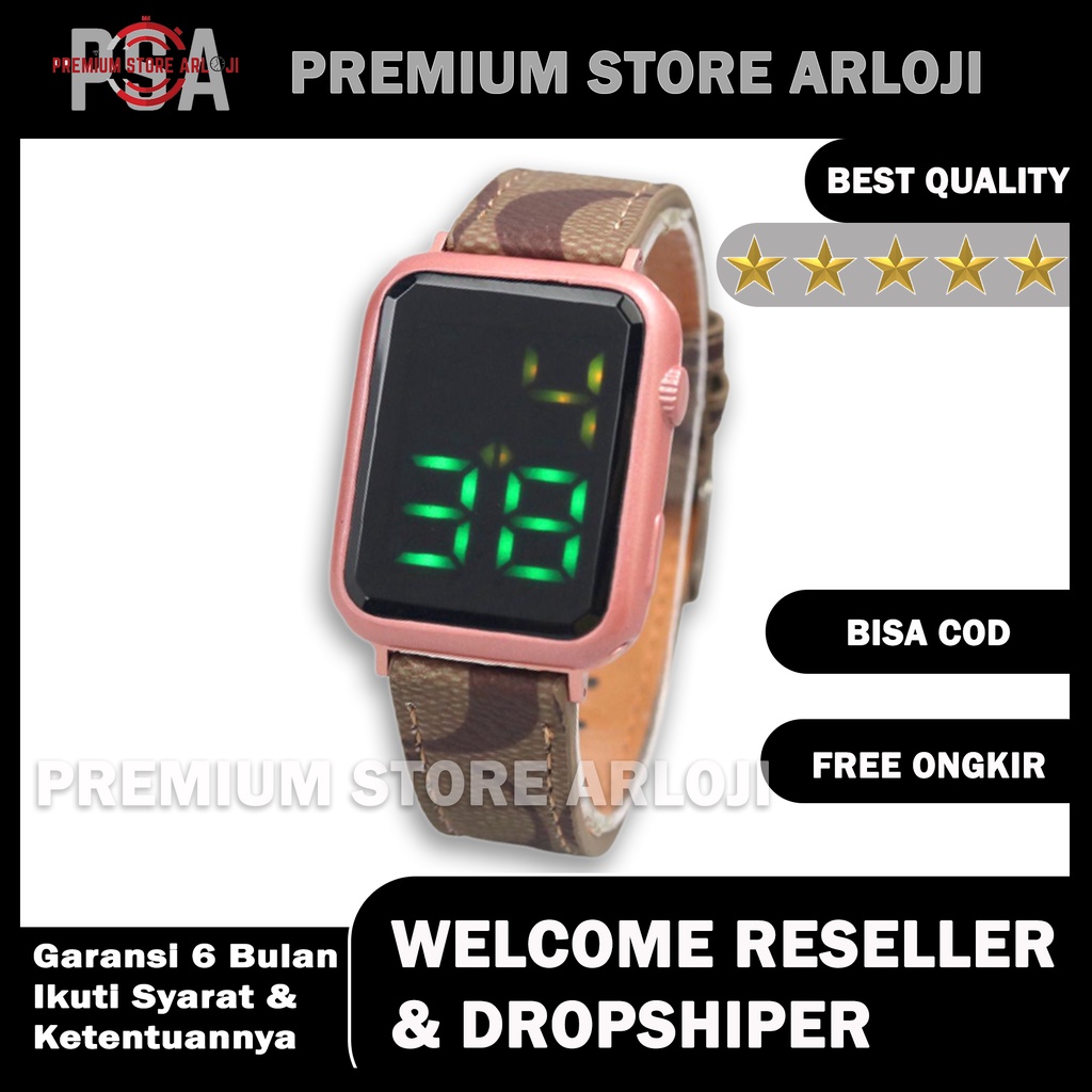 Grosiran Jam Tangan Wanita Coach 36115YK Digital Led Touch Tali Kulit Free Box Ori Paperbag Tali Kulit &amp; Baterai (BISACOD)