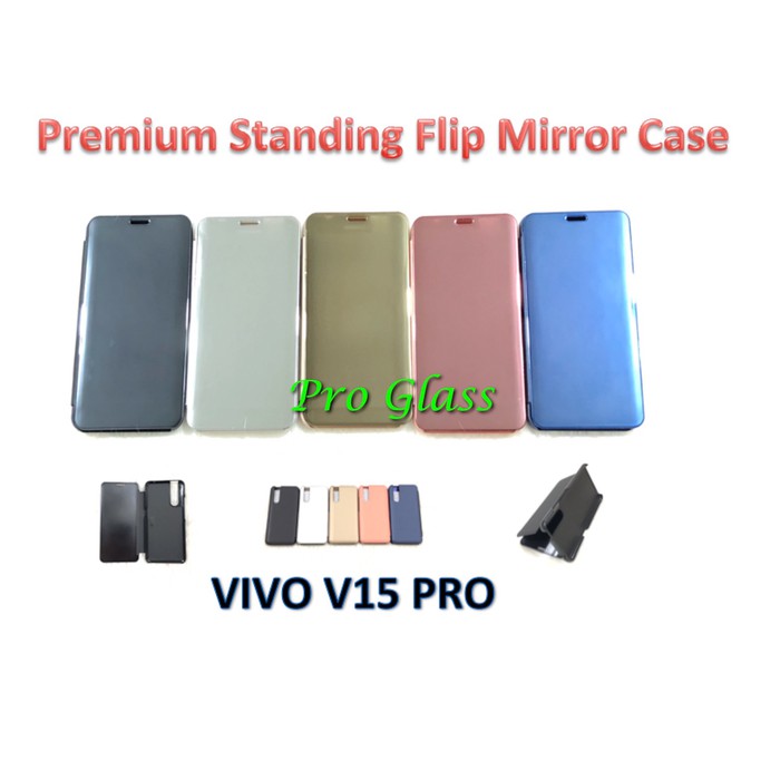 VIVO V15 / VIVO V15 PRO Clear View Mirror Standing Flip Cover Case Premium