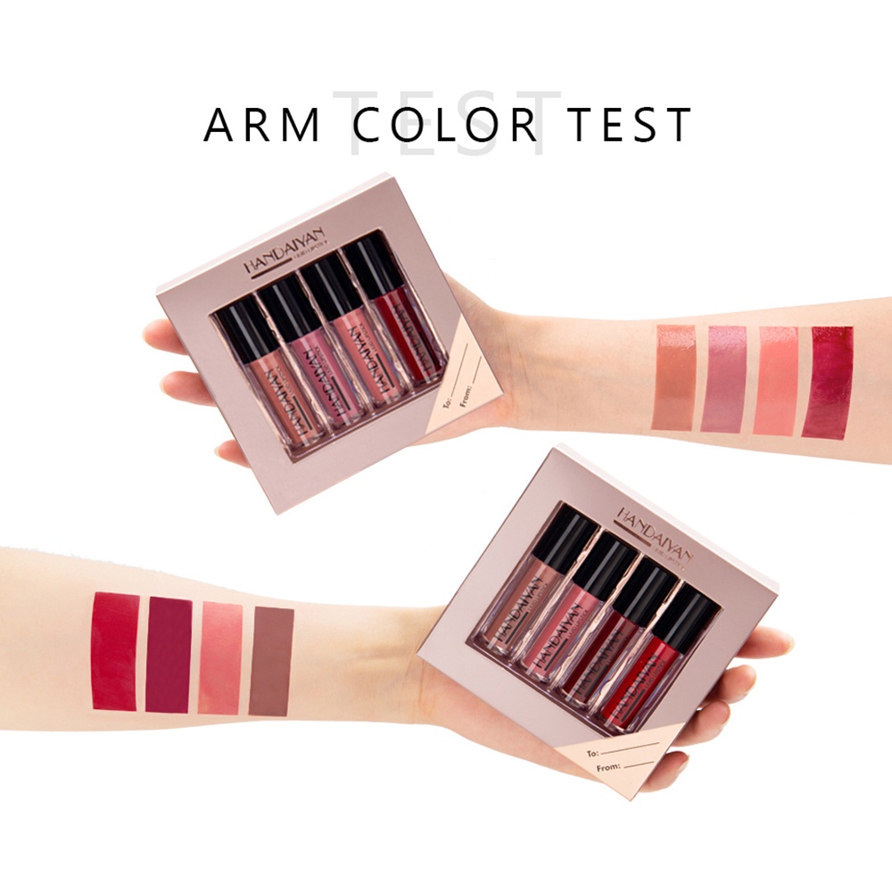 【asli】4 pcs Set Lip Gloss Cermin Lip Glaze Matte Matte Cair Non-Lengket Matte Liquid Lipsticks Kit