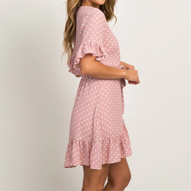 Short Sleeve V-neck Polka Dot 
