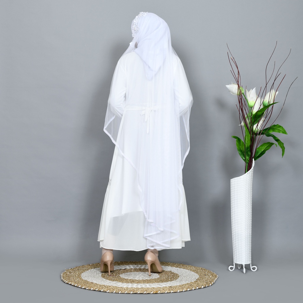 Slayer veil pengantin BORDIR/kerudung pengantin/hijab pengantin elegan/Veil pengantin/jilbab pengantin PUTIH