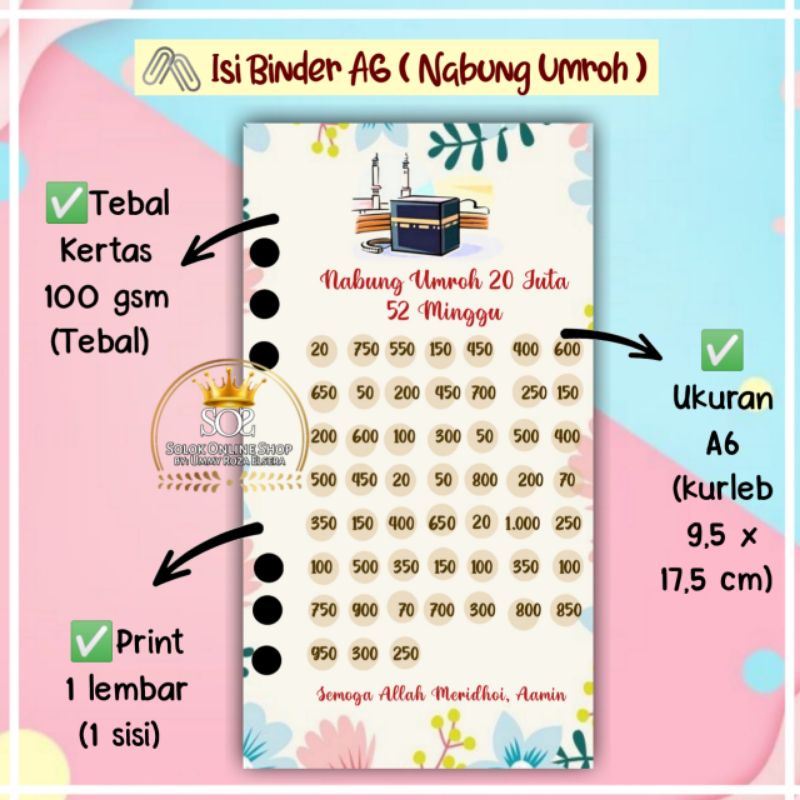 

Nabung Umroh | Kertas Binder A6