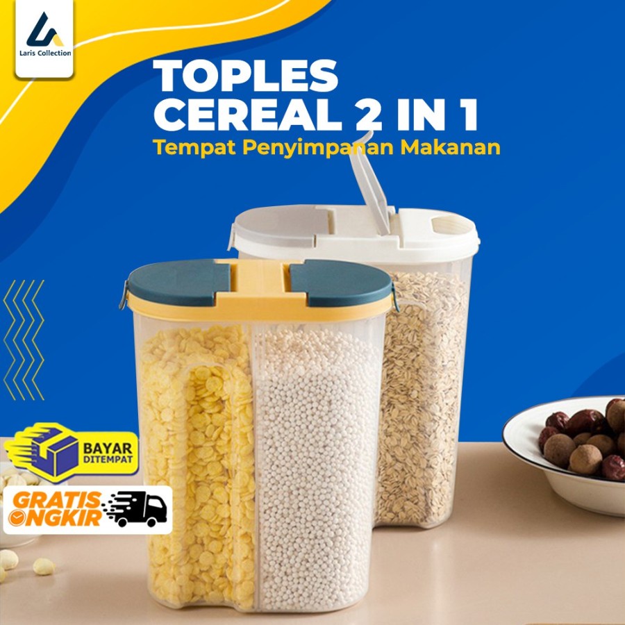 Toples 2in1 - Food Storage Jar - Tempat Penyimpanan Cereal