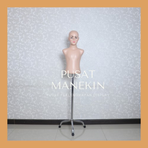 Manekin Torso Anak Botak Kaki Besi | Patung Baju Anak | Patung Manekin Anak