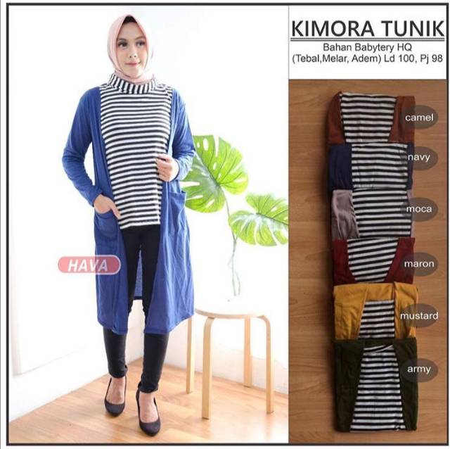 1 KG = 3 PCS || KIMORA TUNIK TURTLENECK STRIPE FASHION MURAH