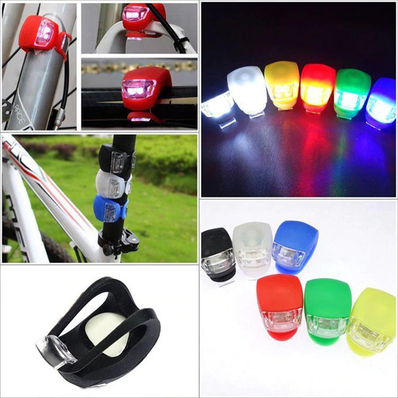 COD Lampu Sepeda LED Slicon Waterproof 2 PCS - Hitam