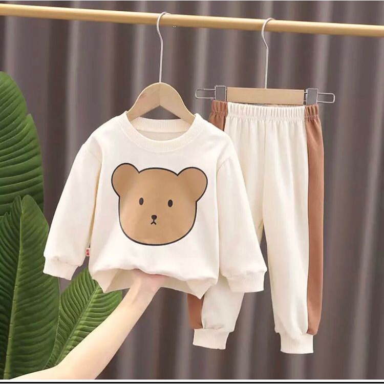 SETELAN SWEATER BERUANG ANAK 1-5 TAHUN / SETELAN SWITER ANAK PEREMPUAN MOTIF BERUANG / SETELAN SWITER ANAK / SETELAN SWITER ANAK TERLARIS / SETELAN SWEATER ANAK TERBARU