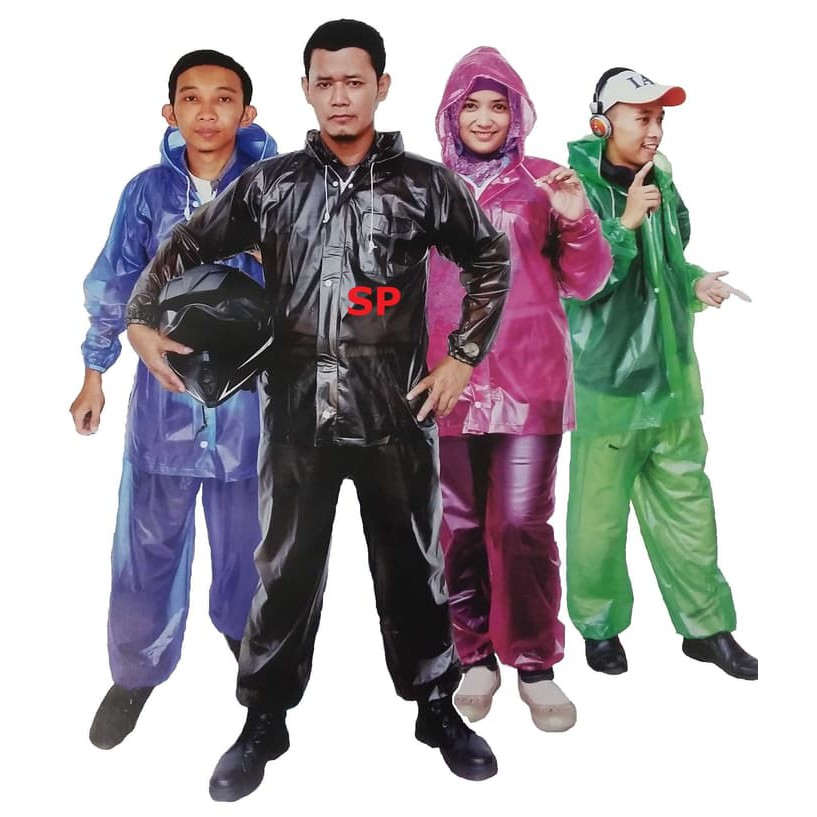 Plevia Jas Hujan Setelan Transparan Diamond