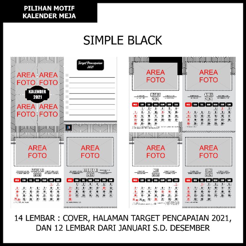 KALENDER MEJA FOTO CUSTOM 4 PILIHAN TEMA