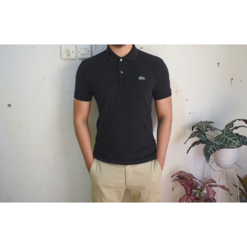 kaos polo lacoste black original second