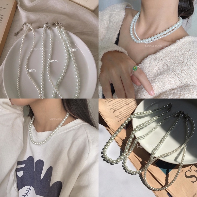 [ COD ] Simple Pearl Necklace / kalung mutiara / vintage retro necklace / Korean necklace