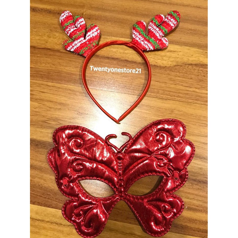 EDISI TERBARU BANDO DAN TOPENG NATAL RUSA MOTIF SYAL HIJAU KEBURU HABIS..