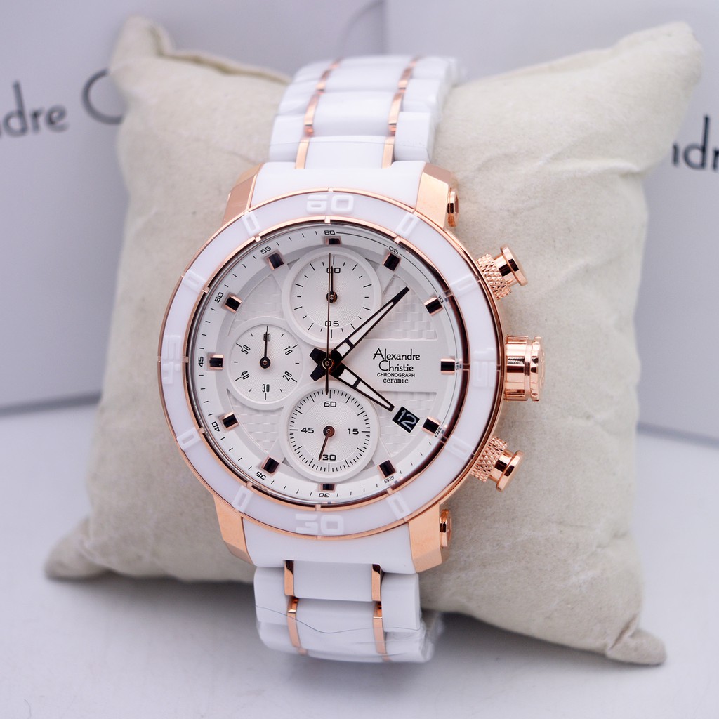 Alexandre Christie AC 6292 Rose Gold White Ceramics Men