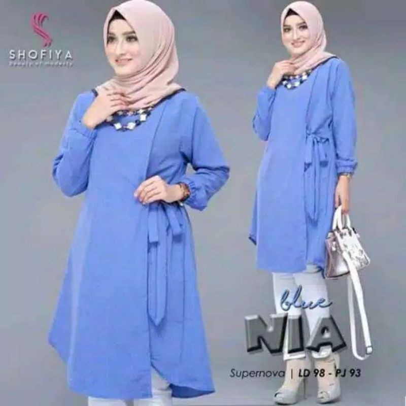 Nia Tunik Katun Super Nova Baju Atasan Muslim Wanita Terbaru Design Kekinian