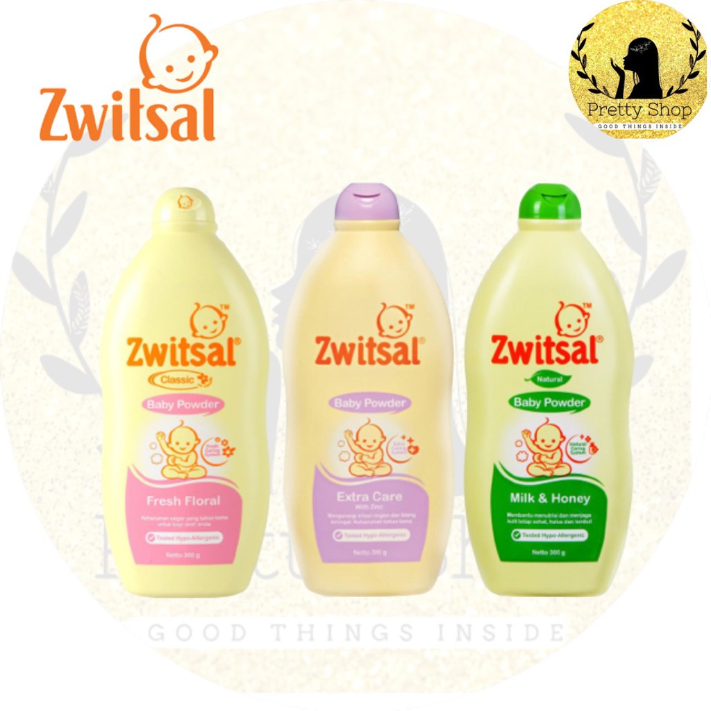 Zwitsal Baby Powder 300GR Milk &amp; Honey / Fresh Floral / Extra Care - Bedak Tabur Bayi