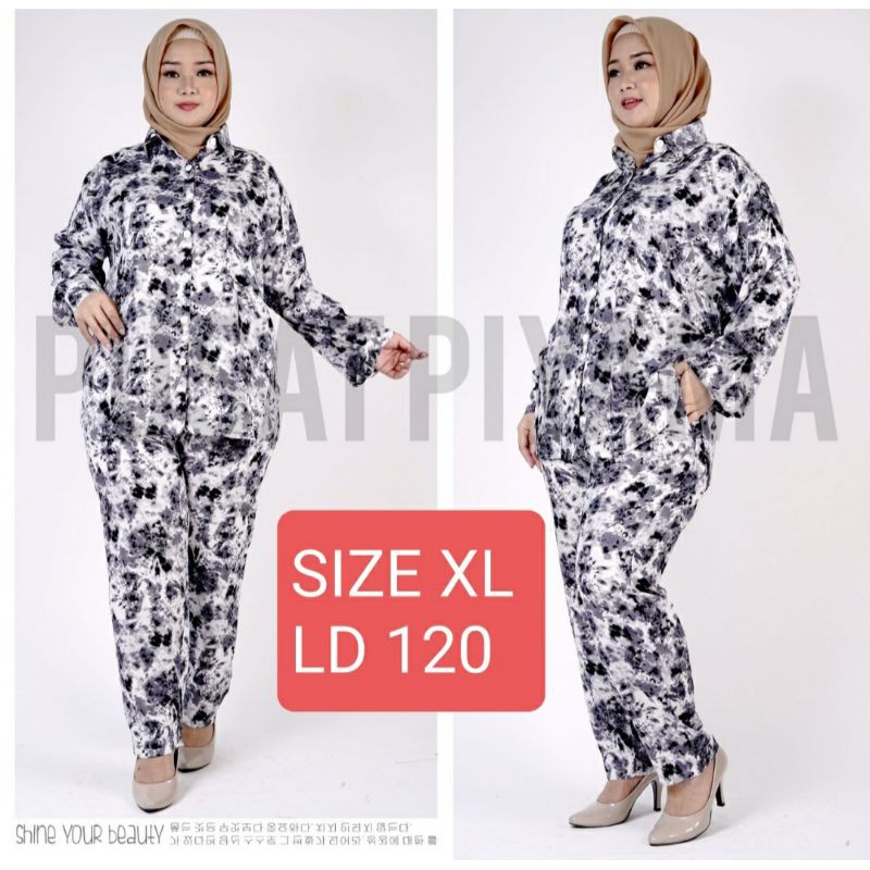 DAILY SET PIYAMA TIE DYE SET LENGAN PANJANG BIG SIZE  / SETELAN BAJU TIDUR RAYON / PIYAMA KEKINIAN