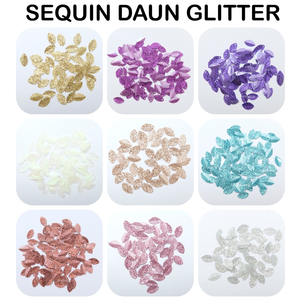 PAYET SEQUIN DAUN TEKUK GLITTER