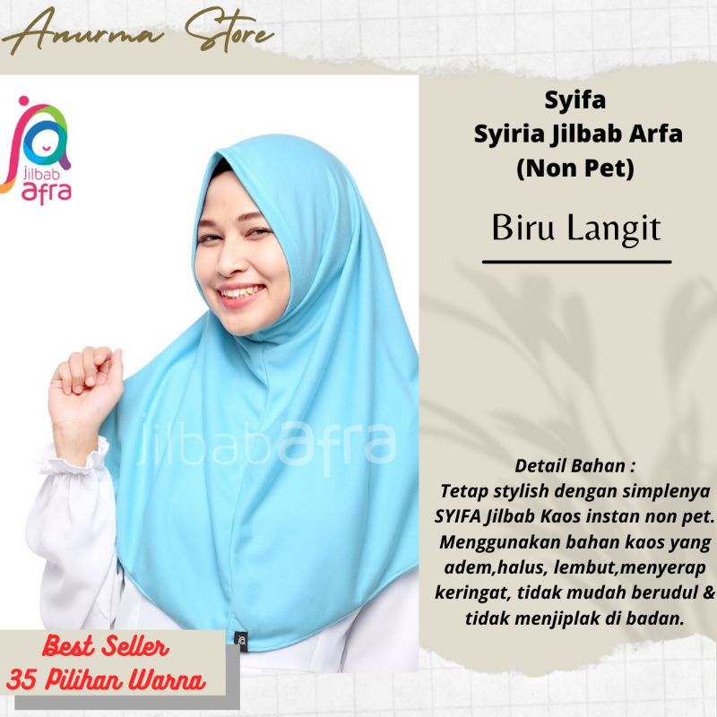 JILBAB ARFA SYIFA BIRU LANGIT - Bergo Tanpa Pet- bergo kaos Syiria syar'i