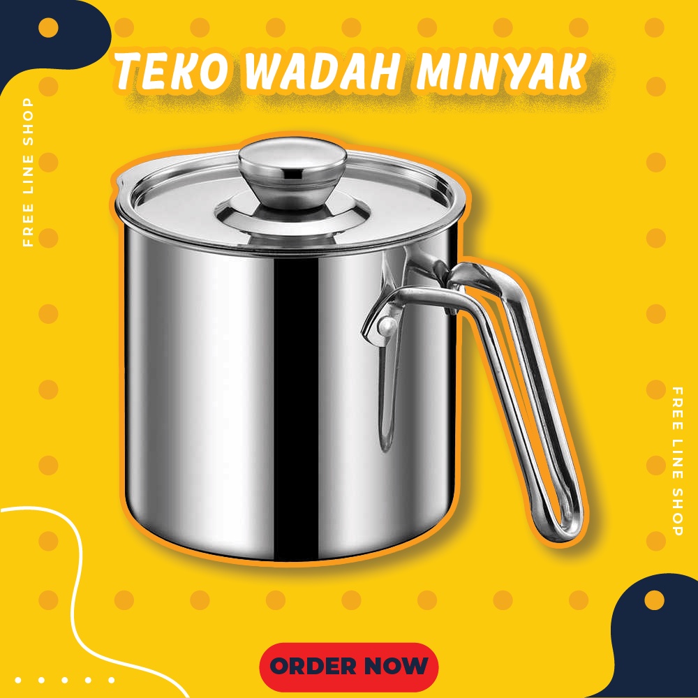 Oil Pot Stainless teko saringan minyak goreng, wadah minyak