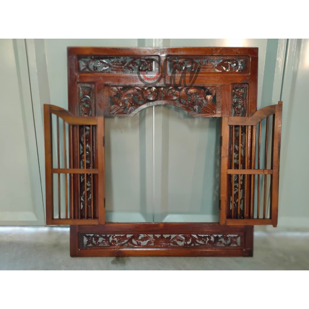 Cermin Krepyak Kayu Jati Jepara - Jendela Cermin Krepyak Jati