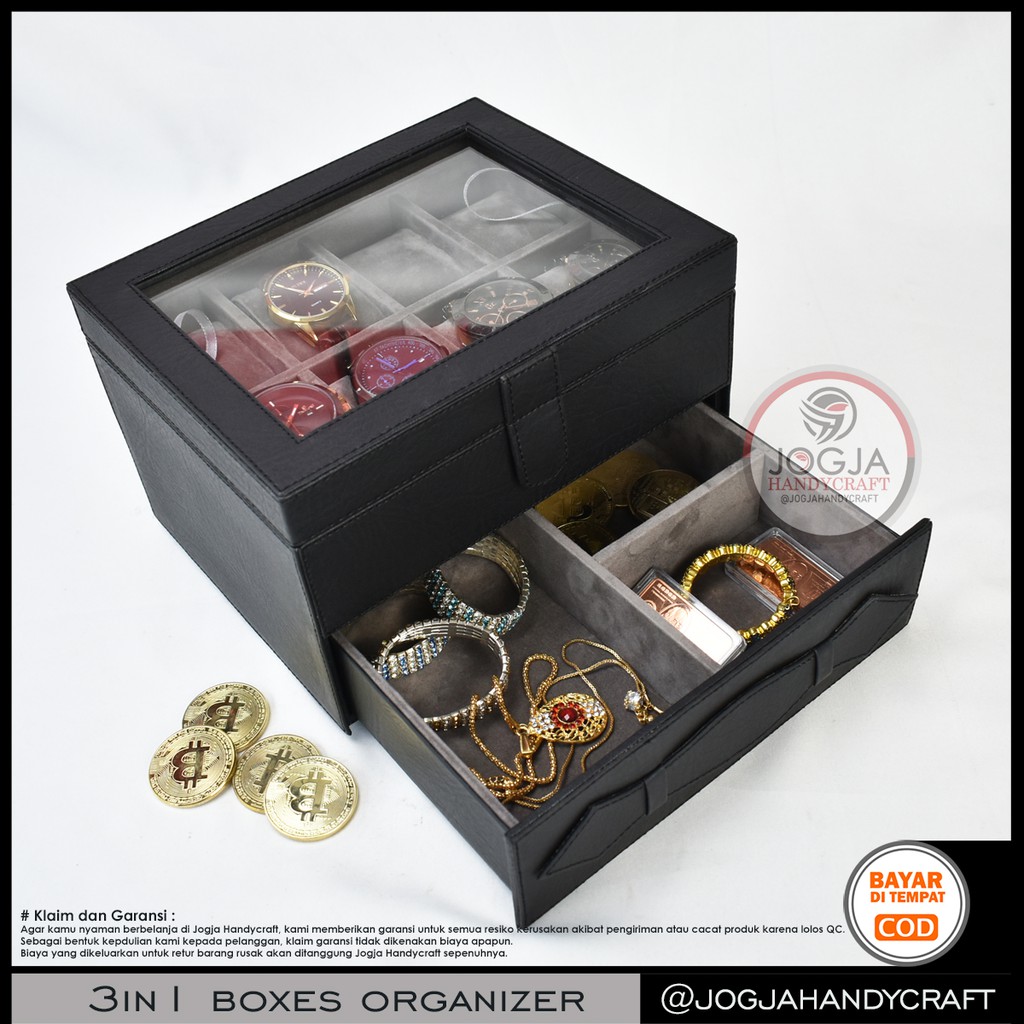 Box Kotak Jam Tangan Jumbo isi 8 mix Laci Tempat Perhiasan Susun / Box penyimpanan jam / Watch Box