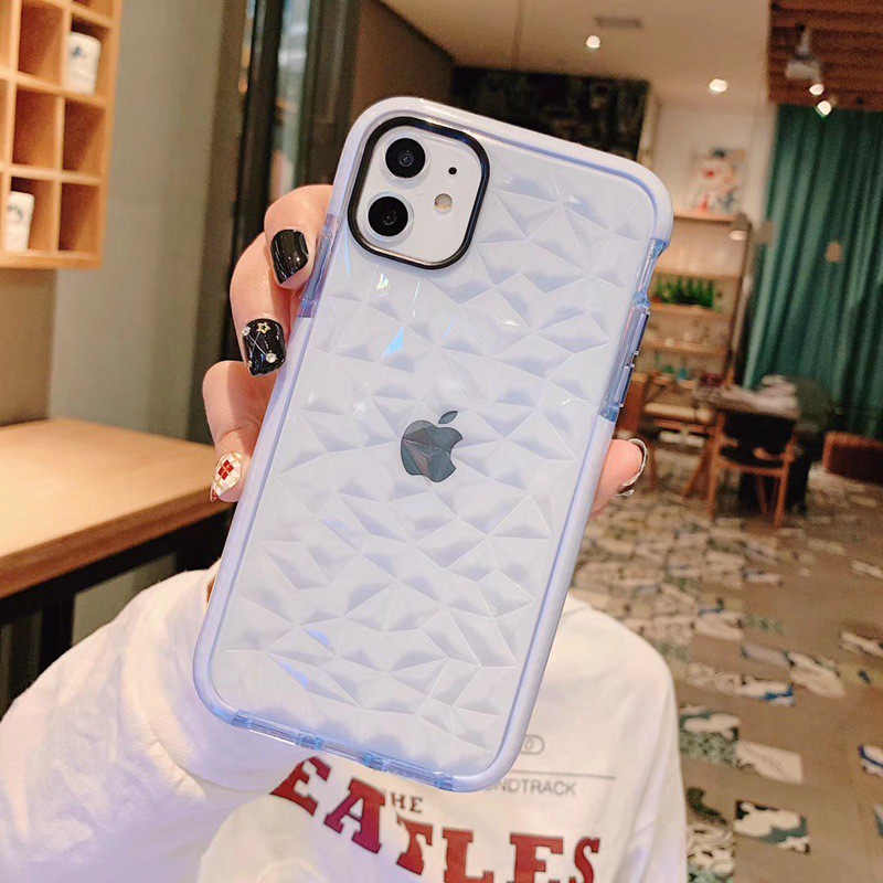 Premium Case iPhone 6 6 Plus 7 8 8plus X XS IPhone 11 Pro Max XR SE2 Diamond Pattern Bahan Silikon Lembut Untuk-Blue