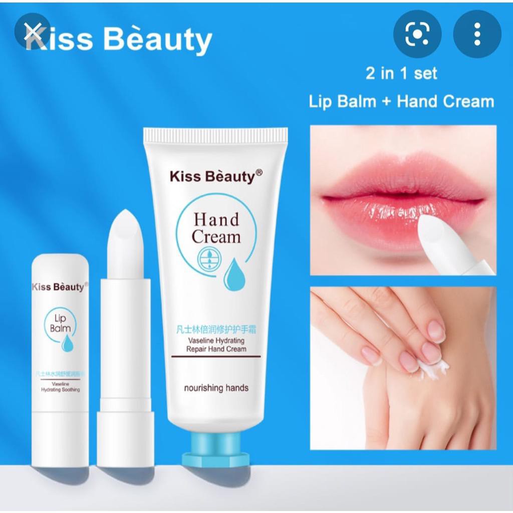 cod jaminan murah 2 IN 1 HAND CARE &amp; LIP BALM hydrating repair- Kemasan Biru