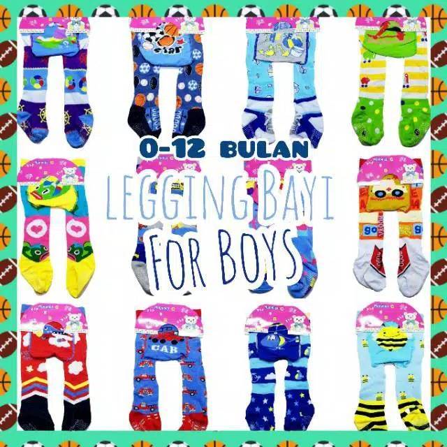 LEGGING BAYI MOTIF LAKI ANTI-SLIP / CELANA TERUSAN / BABY LEGGING BOYS COTTON RICH TIGHTS