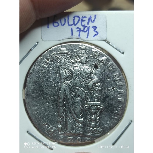 koin perak belanda 1 Gulden 1793 Holland dewi pallas