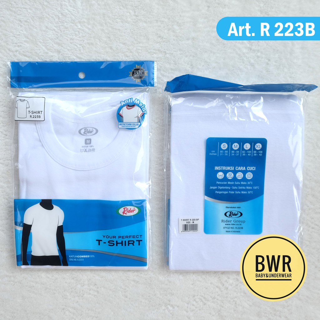 Oblong Rider PUTIH O- Neck Art. R 223B | Pakaian Pria Kaos Oblong Putih - Bwr