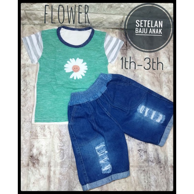 setelan baju anak laki laki motif matahari usia 1-3thn