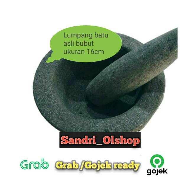 Lumpang batu asli ukuran 16cm plus alu /tumbukan 100% batu alam asli // Cobek batu asli