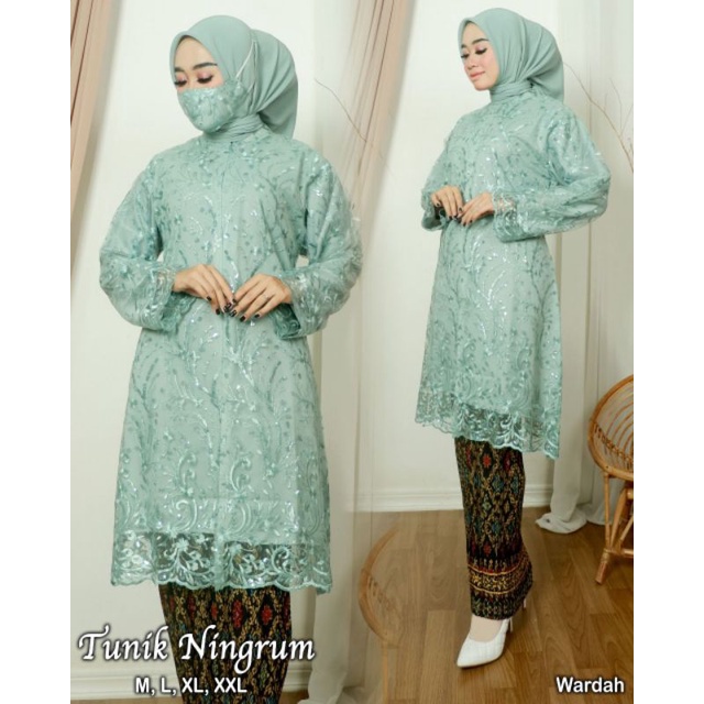 TUNIK NINGRUM | BAHAN TILLE BORDIR MUTIARA | KODE ADK