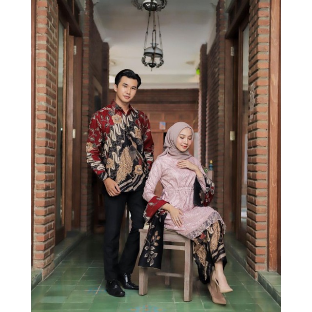 Kebaya batik couple meca rose ( Gratis jilbab ) kebaya tunangan / kebaya modern kebaya wisuda