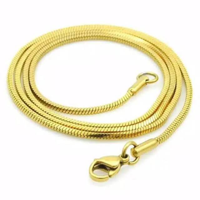 Kalung Pria Wanita Titanium Kotak Gold Emas