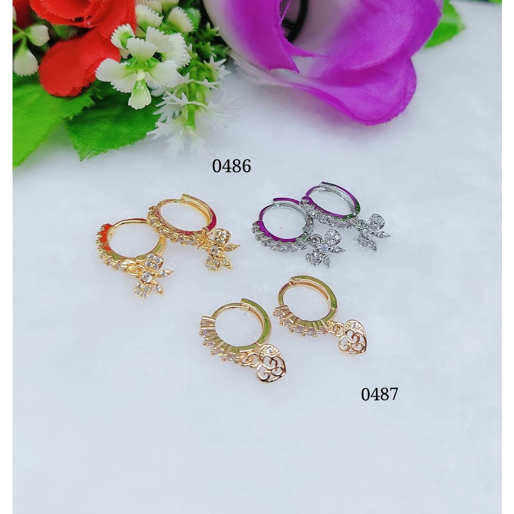 Anting xuping permata lapis emas perhiasan fashion 0486-0487