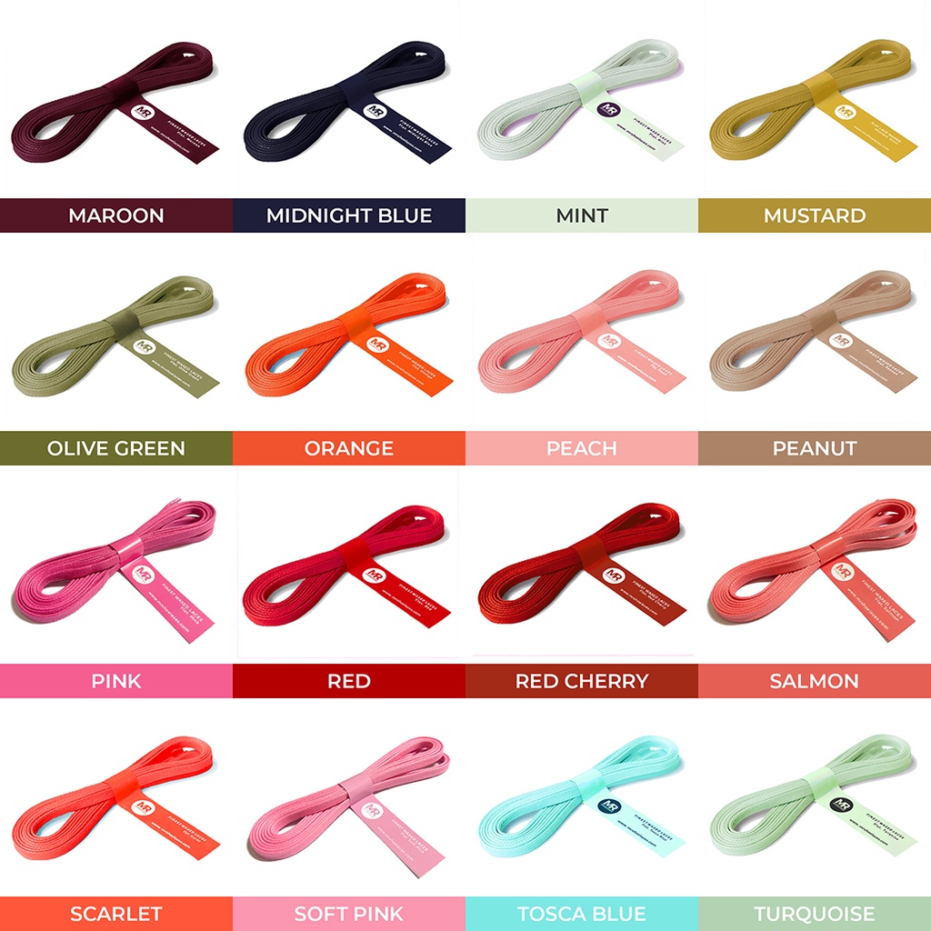 Tali Lilin Gepeng (Finest) 5mm 90cm Aneka Warna Untuk Sepatu Sneakers