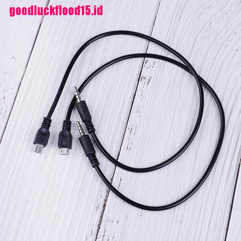 (LUCKID) 2pcs Kabel AUX 3.5mm male Ke micro USB male Untuk Android