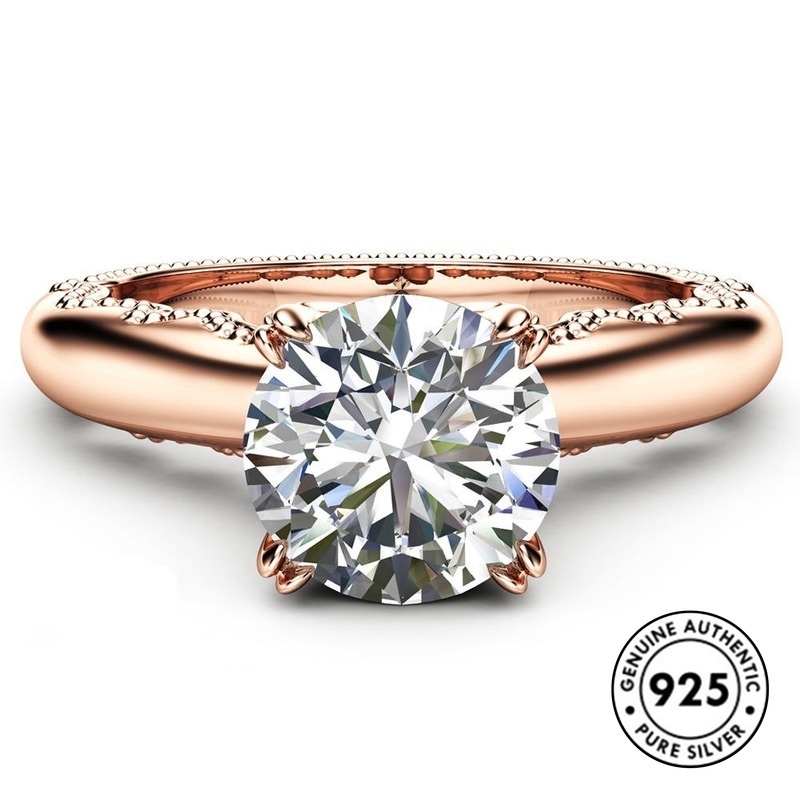 Cincin Lapis Silver 925 Warna Rose Gold Untuk Wanita