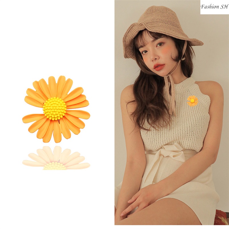 M70071 Bros Pin Bentuk Bunga Daisy Bahan Plastik