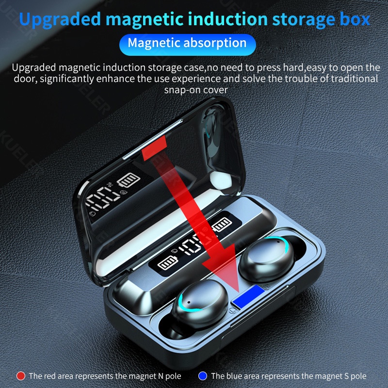 F9-5 TWS LED Display Headset Bluetooth 5.1 Touch with Mic Wireless Earphone Bluetooth Henset Bloetooth HiFi Stereo Earbuds Headset Gaming Headphone Bluetooth